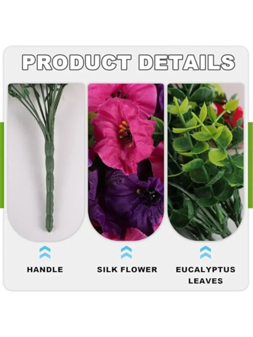 Artificial Purple Flowers 2 Bundles Faux Silk Eucalyptus Outdoor Floral Decor